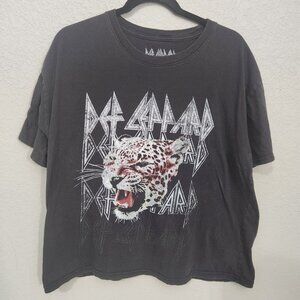 Def Leppard T-Shirt Womens XXL Black Graphic Band With Leopard Print Design